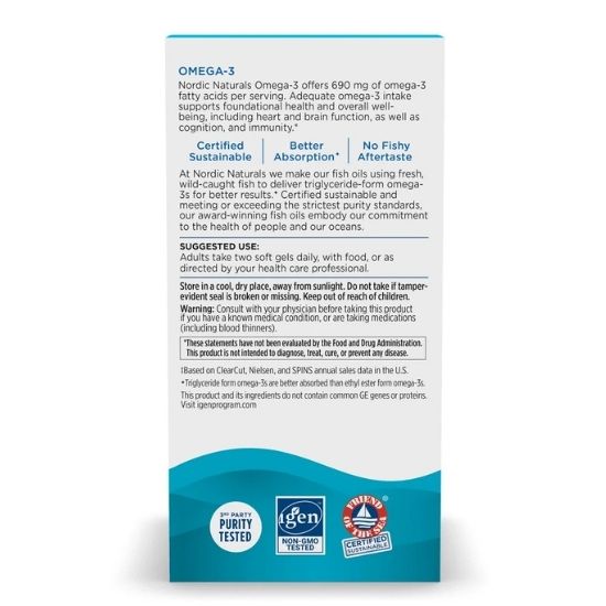 Omega-3, 690mg Lemon, 120 softgels, Nordic Naturals - Vitax.ro