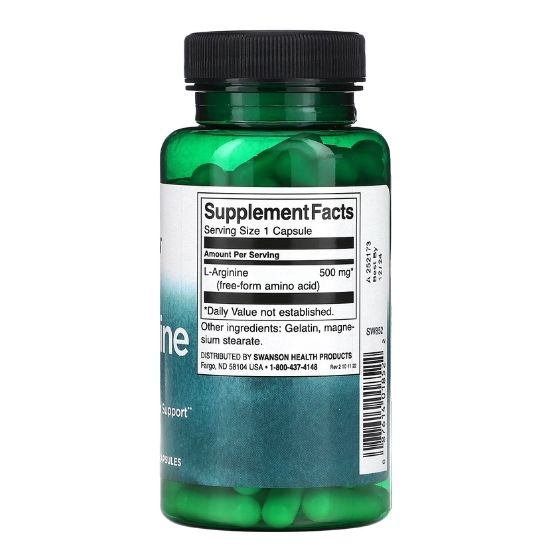 L-Arginine, 500mg, 100 caps, Swanson - Vitax.ro