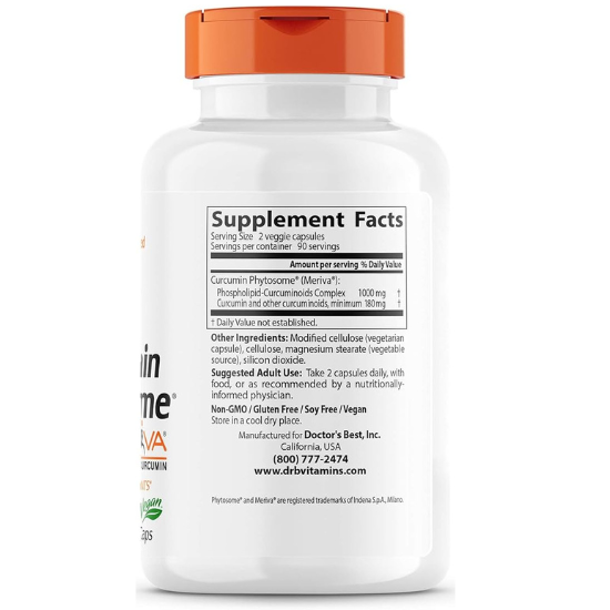 Curcumin Phytosome cu Meriva, 500mg, 180 vcaps, Doctor's Best