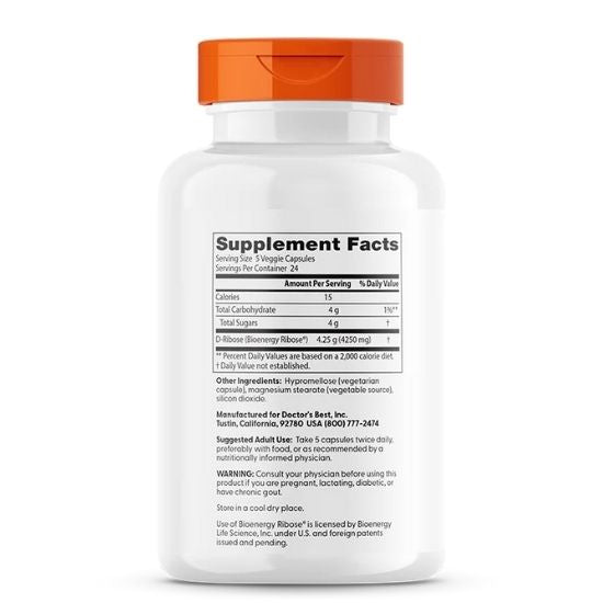 D-Ribose, 850mg, 120 vcaps, Doctor's Best - Vitax.ro