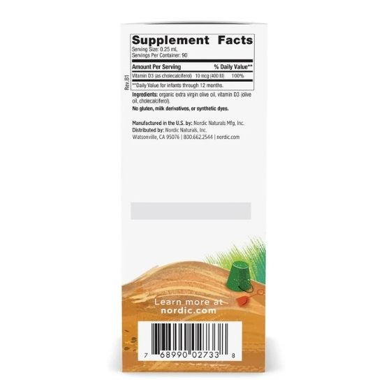 Baby's Vitamin D3, 400 IU, 22.5 ml, Nordic Naturals - Vitax.ro