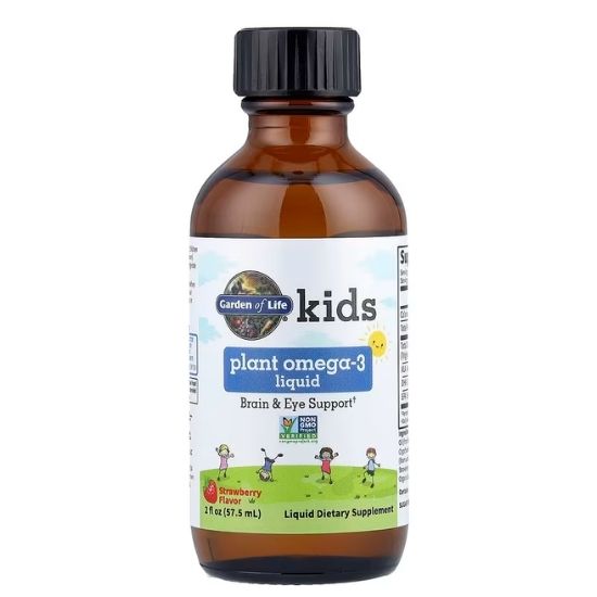 Kids Plant Omega-3 Liquid, Strawberry, 57.5 ml, Garden of Life - Vitax.ro