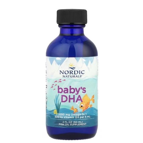 Baby's DHA Fish Oil, 1050mg Omega-3 with Vitamin D3, 60 ml, Nordic Naturals - Vitax.ro
