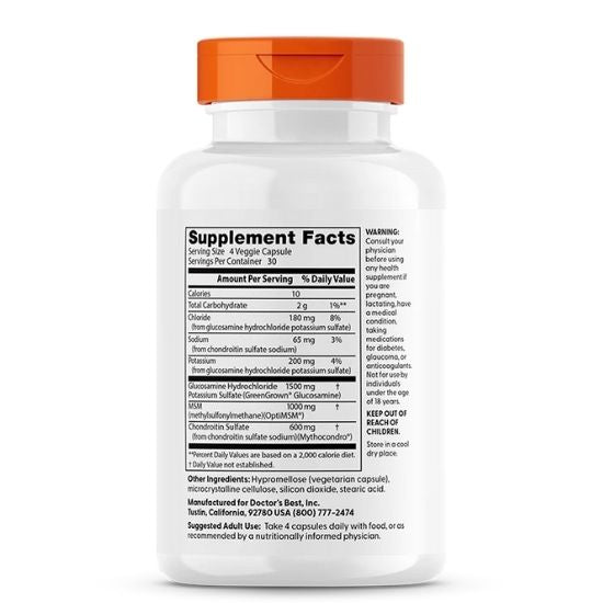 Vegan Glucosamine & Chondroitin & MSM, 120 vcaps, Doctor's Best - Vitax.ro