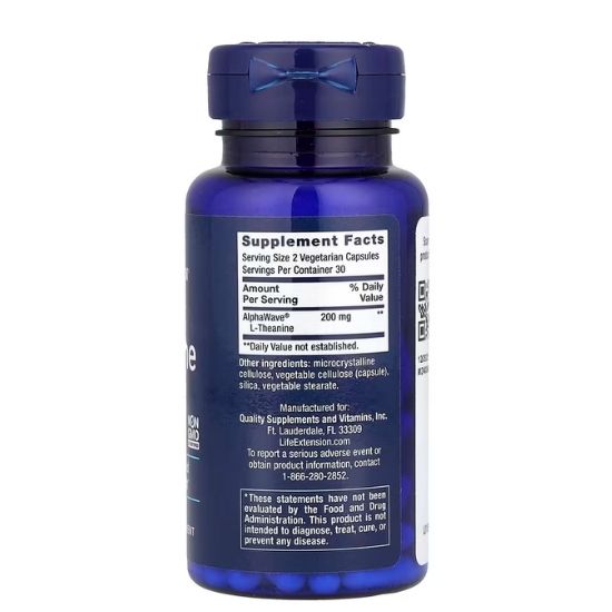 L-Theanine 100mg, 60 vcaps, Life Extension - Vitax.ro