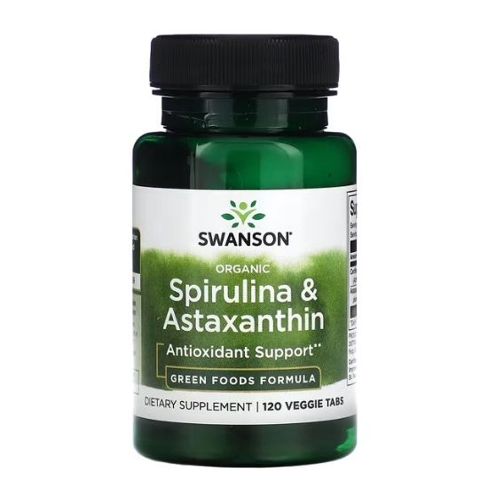 Spirulina & Astaxanthin, Organic, 120 veggie tabs, Swanson - Vitax.ro