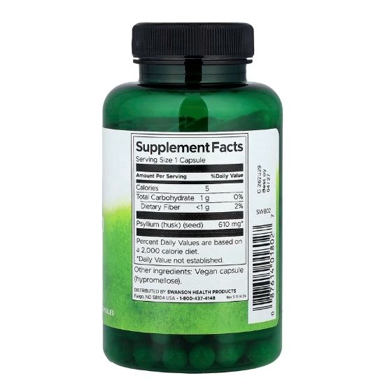 Psyllium Husks, 610mg, 100 caps, Swanson - Vitax.ro
