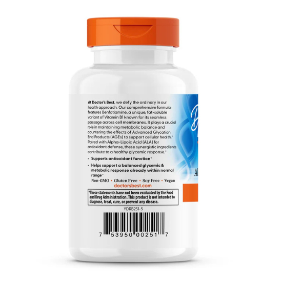 Benfotiamine 150 + Alpha-Lipoic Acid 300, 60 vcaps, Doctor's Best - Vitax.ro