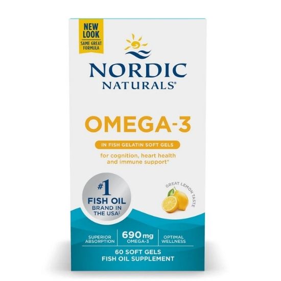 Omega-3, 690mg Lemon (Fish Gelatin), 60 fish gels, Nordic Naturals - Vitax.ro