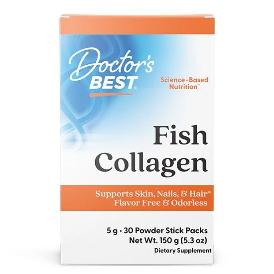 Fish Collagen with Naticol, 5 g, 30 Powder Stick Packs, Doctor's Best - Vitax.ro