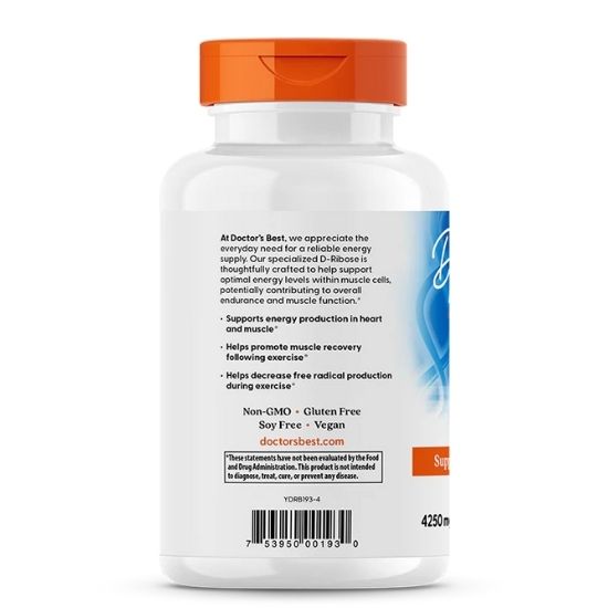 D-Ribose, 850mg, 120 vcaps, Doctor's Best - Vitax.ro