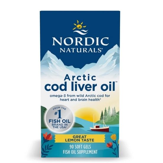 Arctic Cod Liver Oil, 750mg Lemon, 90 softgels, Nordic Naturals - Vitax.ro