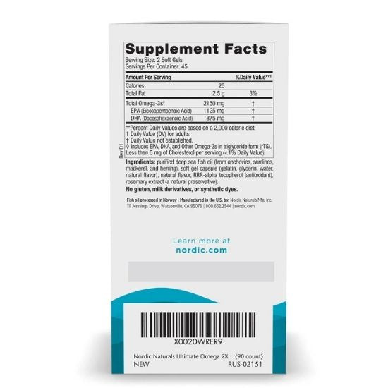 Ultimate Omega 2X, 2150mg, Lemon, 90 softgels, Nordic Naturals - Vitax.ro