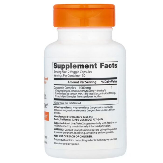 Curcumin Phytosome cu Meriva, 500mg, 60 vcaps, Doctor's Best - Vitax.ro