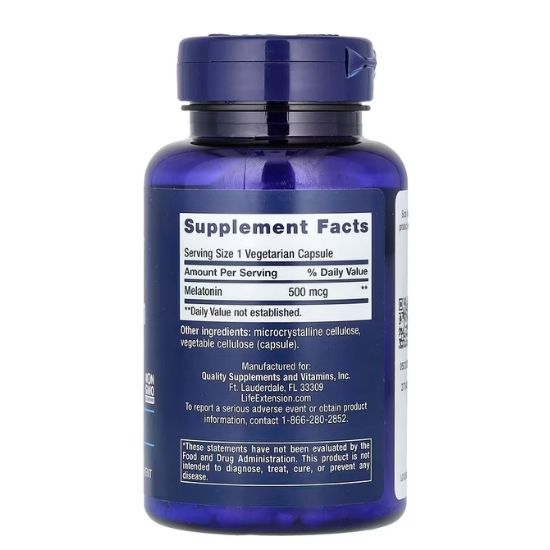 Melatonin, 500mcg, 200 vcaps, Life Extension - Vitax.ro