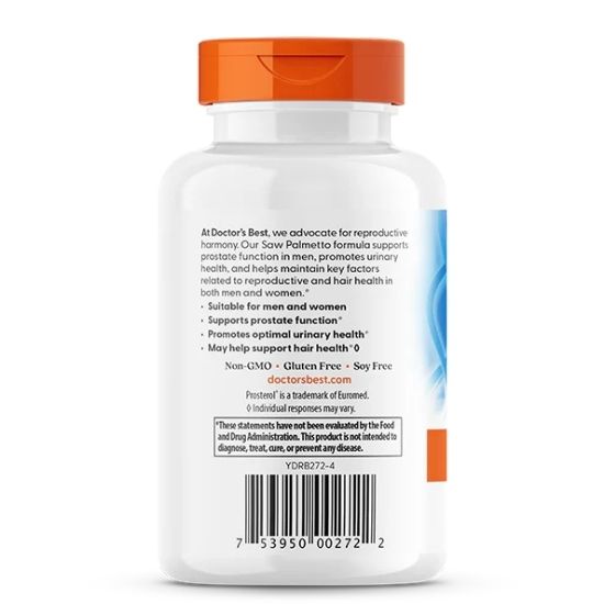 Saw Palmetto Standardized Extract, 320mg, 180 softgels, Doctor's Best - Vitax.ro