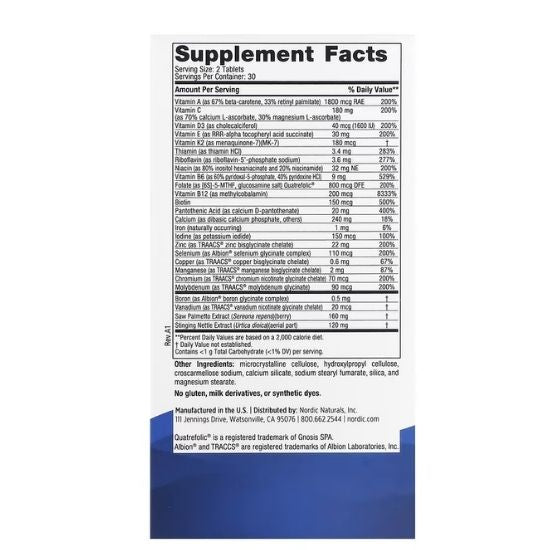 Men's Multivitamin Extra Strength, 60 tablets, Nordic Naturals - Vitax.ro