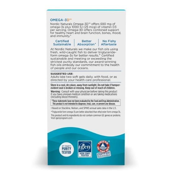 Omega-3D, 690mg Lemon, 120 softgels, Nordic Naturals - Vitax.ro