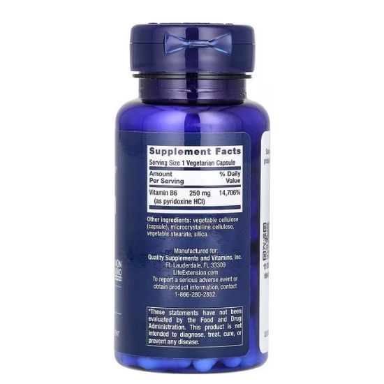 Vitamin B6, 250mg, 100 vcaps, Life Extension - Vitax.ro