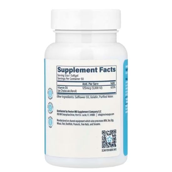 Vitamin D3, 60 vcaps, Revive - Vitax.ro