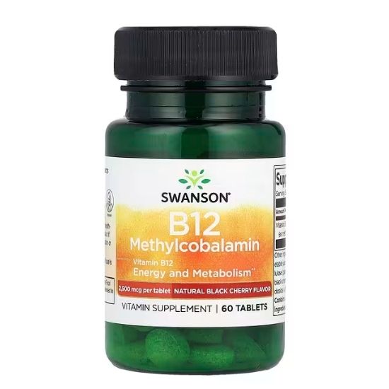Vitamin B-12 Methylcobalamin, 2500mcg Cherry, 60 tabs, Swanson - Vitax.ro