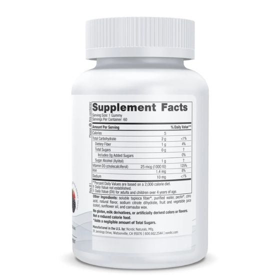 Vitamin D3 Zero Sugar, Wild Berry, 60 gummies, Nordic Naturals - Vitax.ro