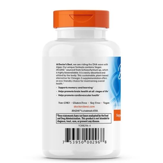 Vegan DHA from Algae, 200mg, 60 veggie softgels, Doctor's Best - Vitax.ro