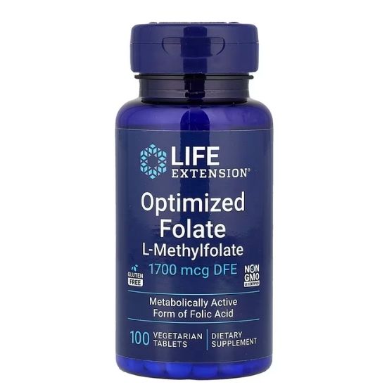 Optimized Folate, 1700mcg, 100 vegetarian tabs, Life Extension - Vitax.ro