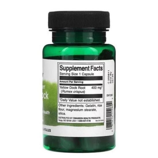 Full Spectrum Yellow Dock Root, 400mg, 60 caps, Swanson - Vitax.ro
