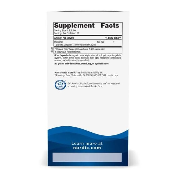 CoQ10 Ubiquinol, 100mg, 60 softgels, Nordic Naturals - Vitax.ro