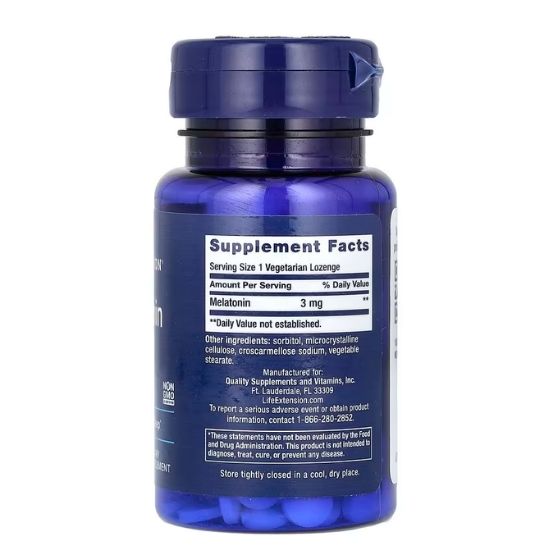 Melatonin, 3mg, 60 vegetarian lozenges, Life Extension - Vitax.ro