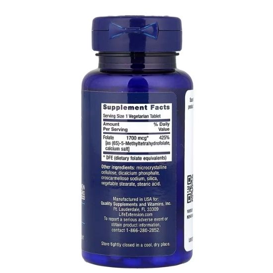 Optimized Folate, 1700mcg, 100 vegetarian tabs, Life Extension - Vitax.ro