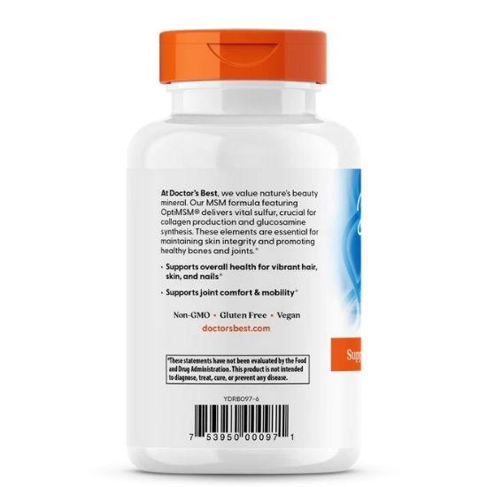 MSM cu OptiMSM Vegan, 1500mg, 120 tabs, Doctor's Best - Vitax.ro
