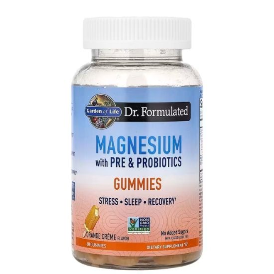 Dr. Formulated Magnesium with Pre & Probiotics Gummies, Orange Creme, 60 gummies, Garden of Life - Vitax.ro