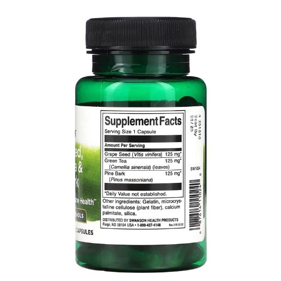 Grape Seed, Green Tea & Pine Bark Complex, 60 caps, Swanson - Vitax.ro