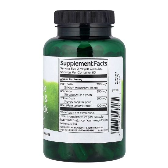 Milk Thistle Dandelion & Yellow Dock, 120 caps, Swanson - Vitax.ro