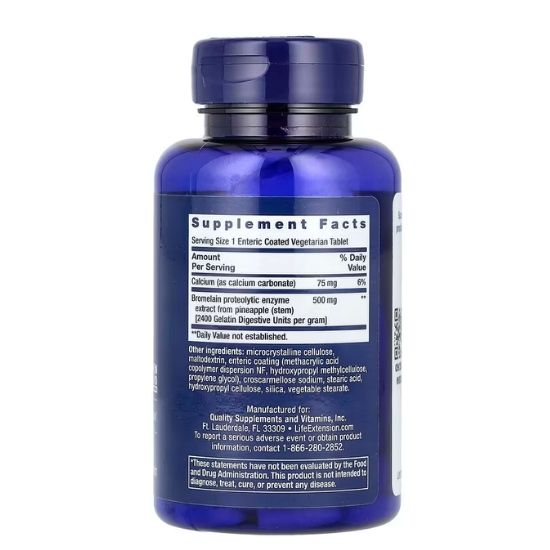 Specially-Coated Bromelain, 500mg, 60 enteric coated vegetarian tabs, Life Extension - Vitax.ro