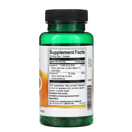 Vitamins A & D, 250 softgels, Swanson - Vitax.ro