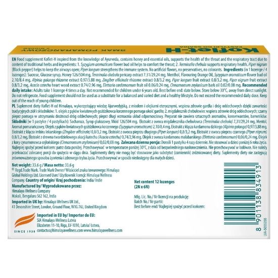 Koflet Pastile Portocale, 12 Bucati, Himalaya Herbal - Vitax.ro