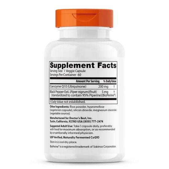High Absorption CoQ10 with BioPerine, 200mg, 60 vcaps, Doctor's Best - Vitax.ro