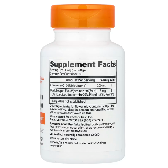 High Absorption CoQ10 cu BioPerine, 200mg, 60 veggie softgels, Doctor's Best - Vitax.ro