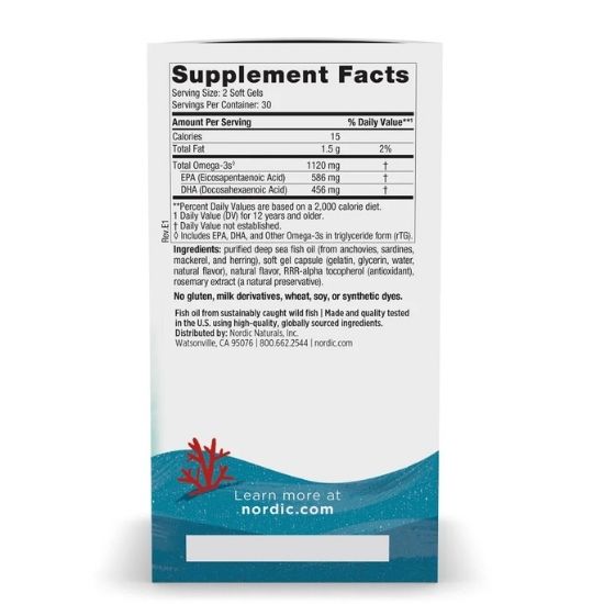 Ultimate Omega Fish Oil TEEN, Strawberry, 60 mini softgels, Nordic Naturals - Vitax.ro