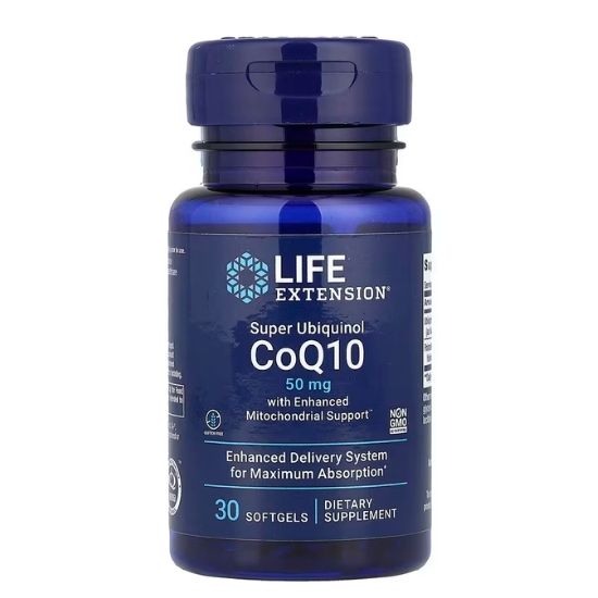 Super Ubiquinol CoQ10 with Enhanced Mitochondrial Support, 50mg, 30 softgels, Life Extension - Vitax.ro