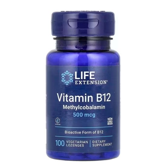 Vitamin B12 Methylcobalamin, 500mcg, 100 vegetarian lozenges, Life Extension - Vitax.ro