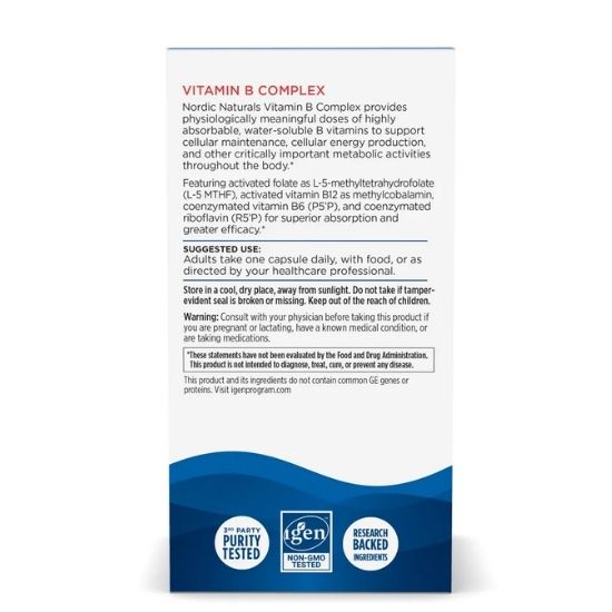 Vitamin B Complex, 45 caps, Nordic Naturals - Vitax.ro