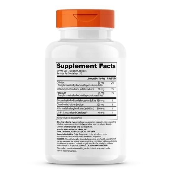 Glucosamine Chondroitin MSM + UC-II, 90 vcaps, Doctor's Best - Vitax.ro