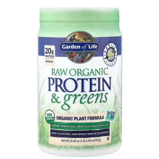 Raw Organic Protein & Greens, Vanilla, 550g, Garden of Life - Vitax.ro