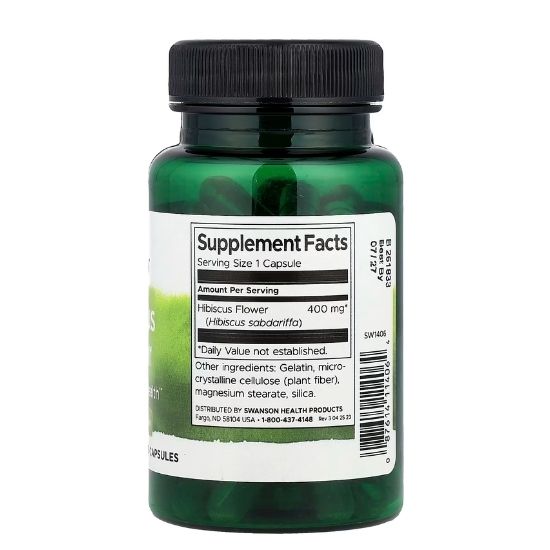 Full Spectrum Hibiscus Flower, 400mg, 60 caps, Swanson - Vitax.ro
