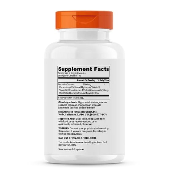 Curcumin Phytosome cu Meriva, 500mg, 180 vcaps, Doctor's Best - Vitax.ro