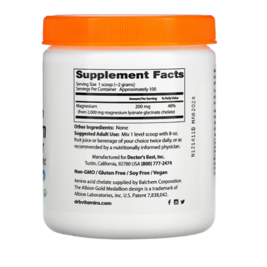 High Absorption Magnesium, Powder, 200g, Doctor's Best - Vitax.ro